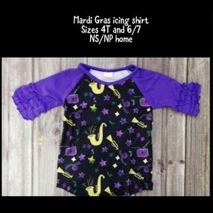Mardi Gras Icing ruffle shirt 4T and 6 / 7